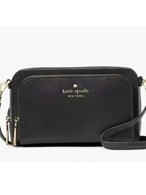 kate spade Black Saffiano Leather Crossbody with Gold Hardware